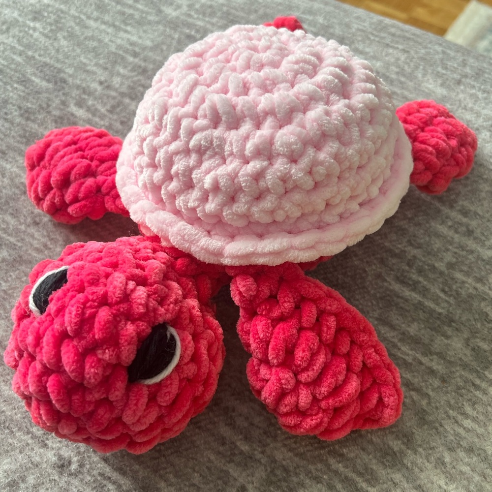Handmade Crochet Plush Pink Turtle Amigurumi